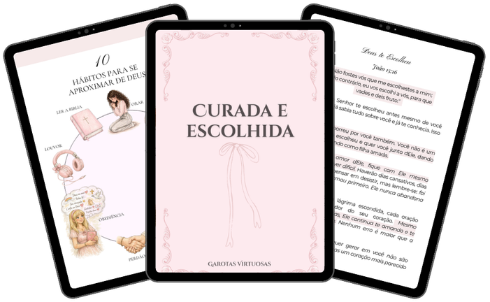 Mockups do ebook Curada e Escolhida em dispositivos