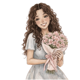 Mulher com buquê de flores